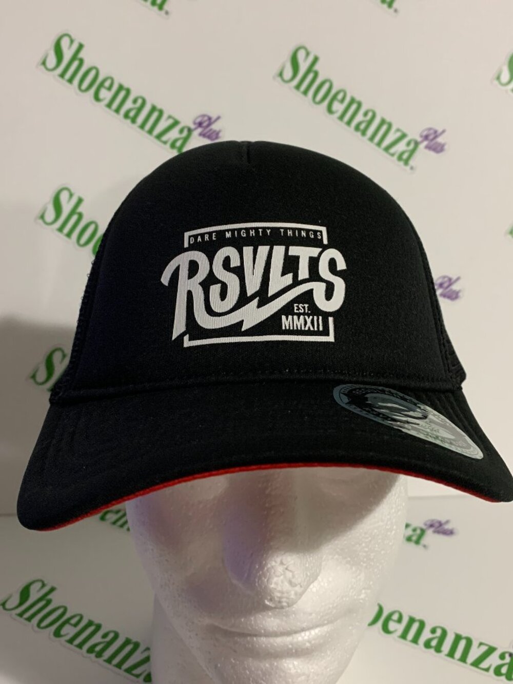 RSVLTS Hat Dare Mighty Things Lightning Trucker Snapback Black Red Logo Cap